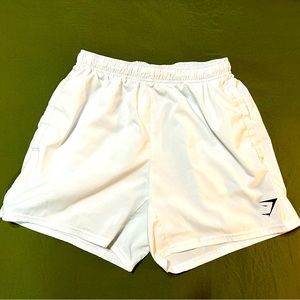 GymShark 5 inch inseam shorts, size small, white